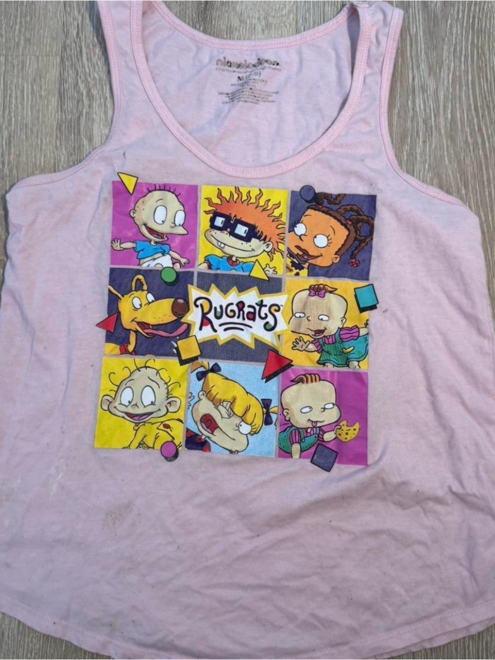 Nickelodeon Pink Rugrats Graphic Tank Top with Multicolor Character Grid